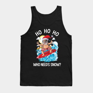 Christmas In July Funny Santa Surfing Summer Beach Vacation Tank Top